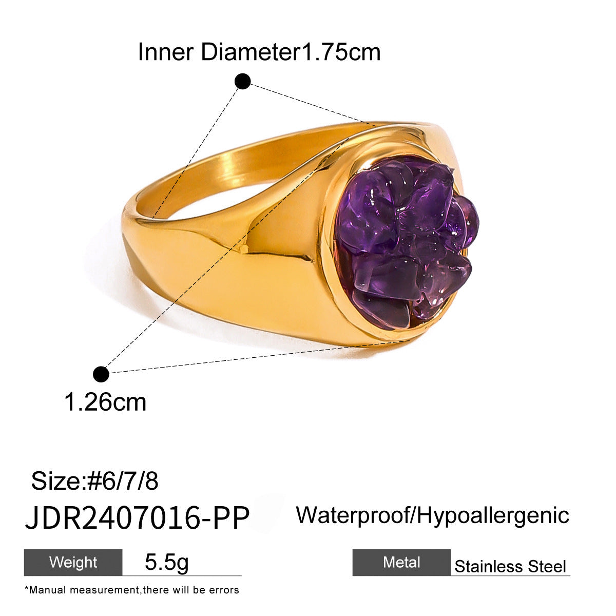 Stainless Steel Natural Stone Eye Catching Ring High Grade Ring Titanium Steel Hand Jewelry Rings