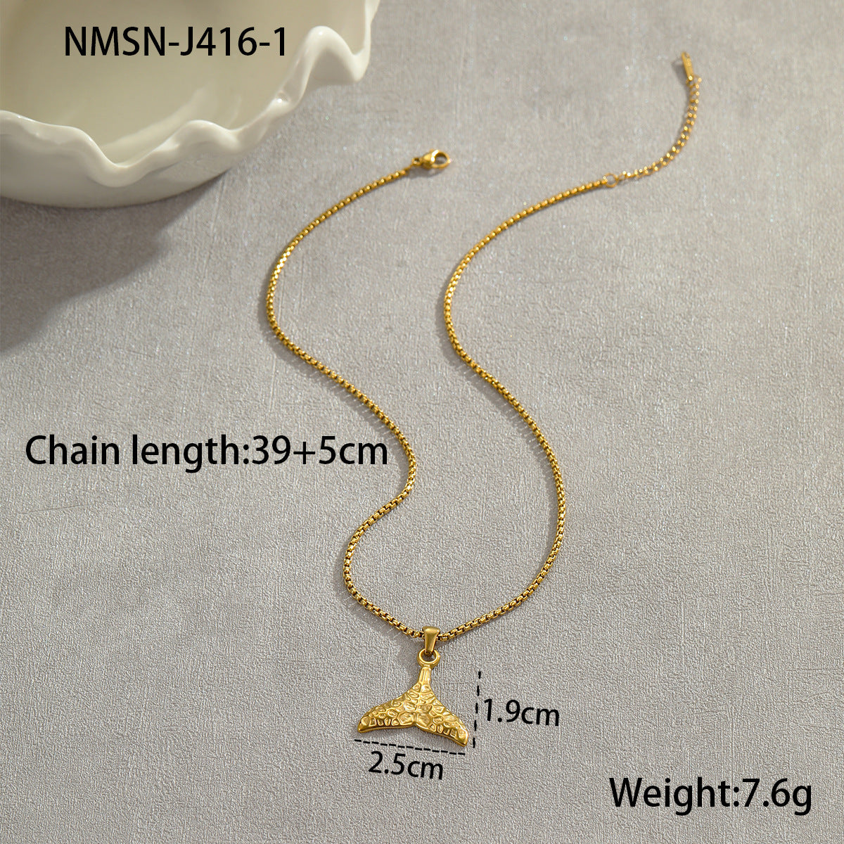 Coconut Fishtail Embellished Stainless Steel Necklace Holiday Titanium Steel Clavicle Chain 18K Gold Plating Necklace