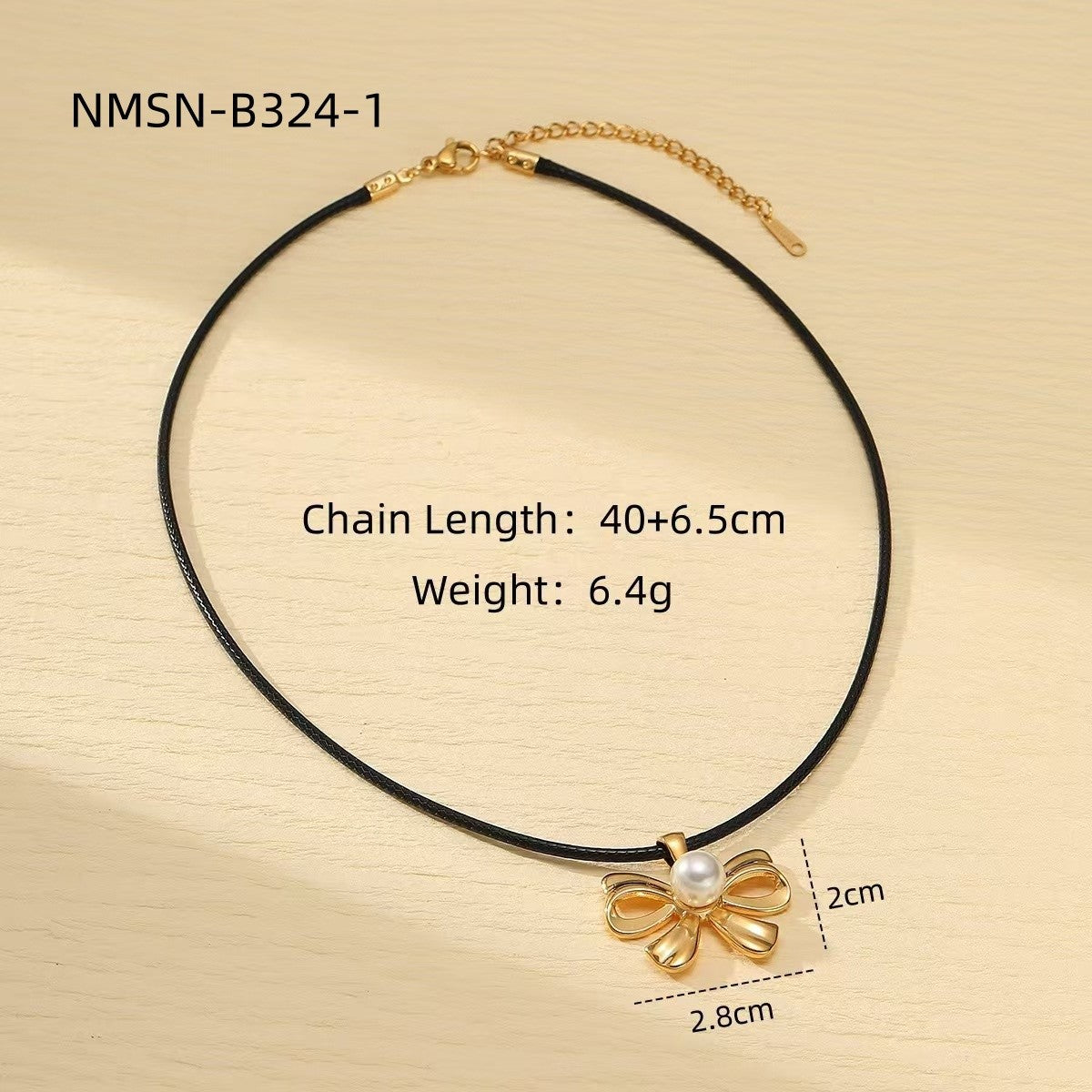 Fashionable Simple Elegant Titanium Steel Pearl Bow Necklace Women Arrival High Grade Stainless Steel Embellished