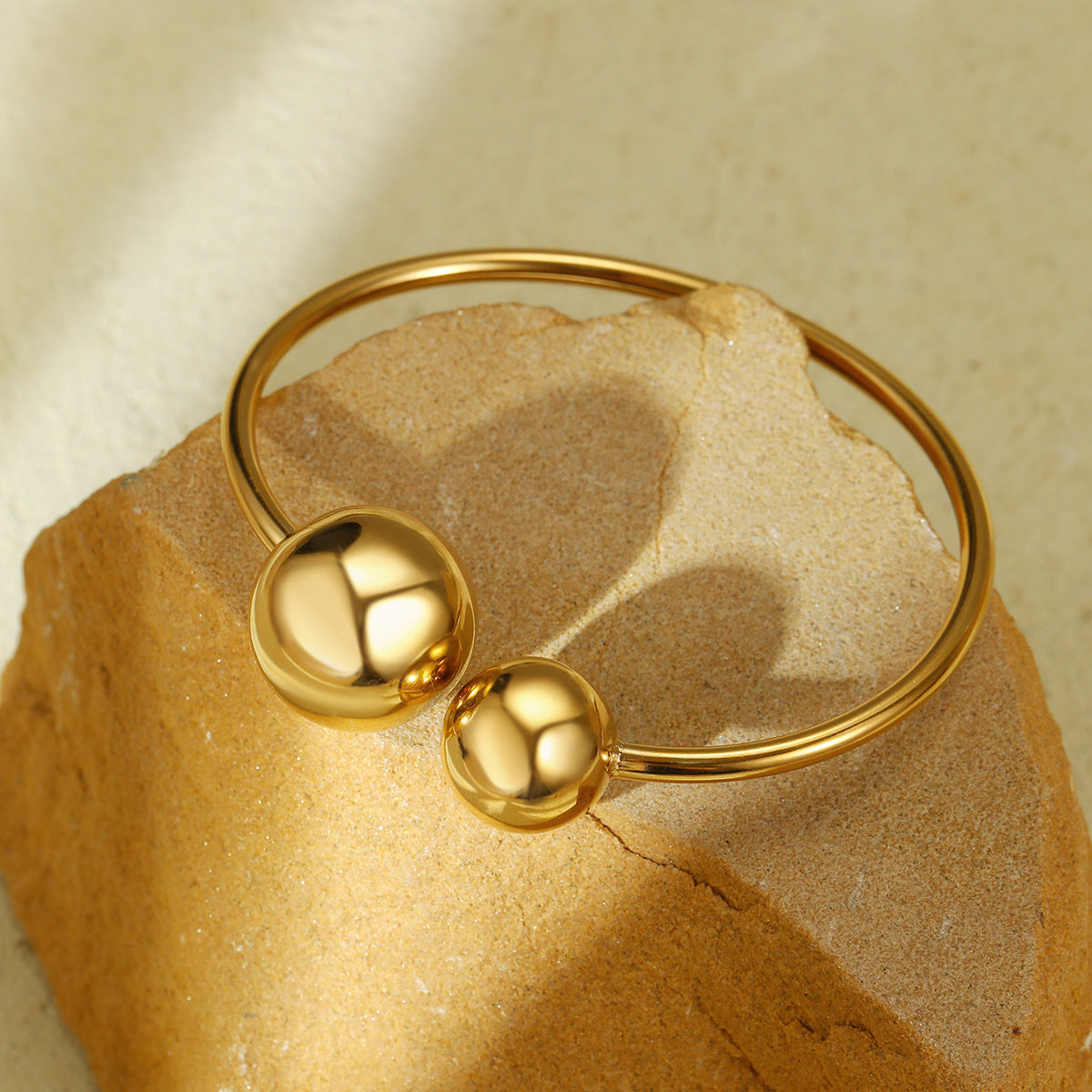 Irregular Asymmetric round Water Drop Titanium Steel Bracelet All Match Stainless Steel Bracelet Ring Set