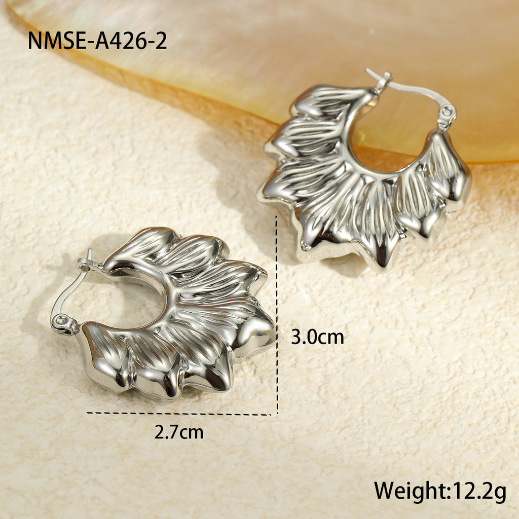 Stainless Steel Earrings Non Fading Design Ring round Beads Earrings Eardrops