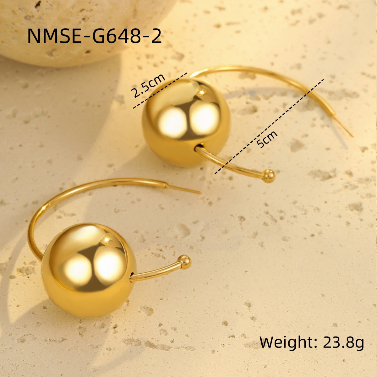 Glossy Hollow Out Cutout Stainless Steel Earrings Ball Love Embellished Retro High Sense Titanium Steel Earrings