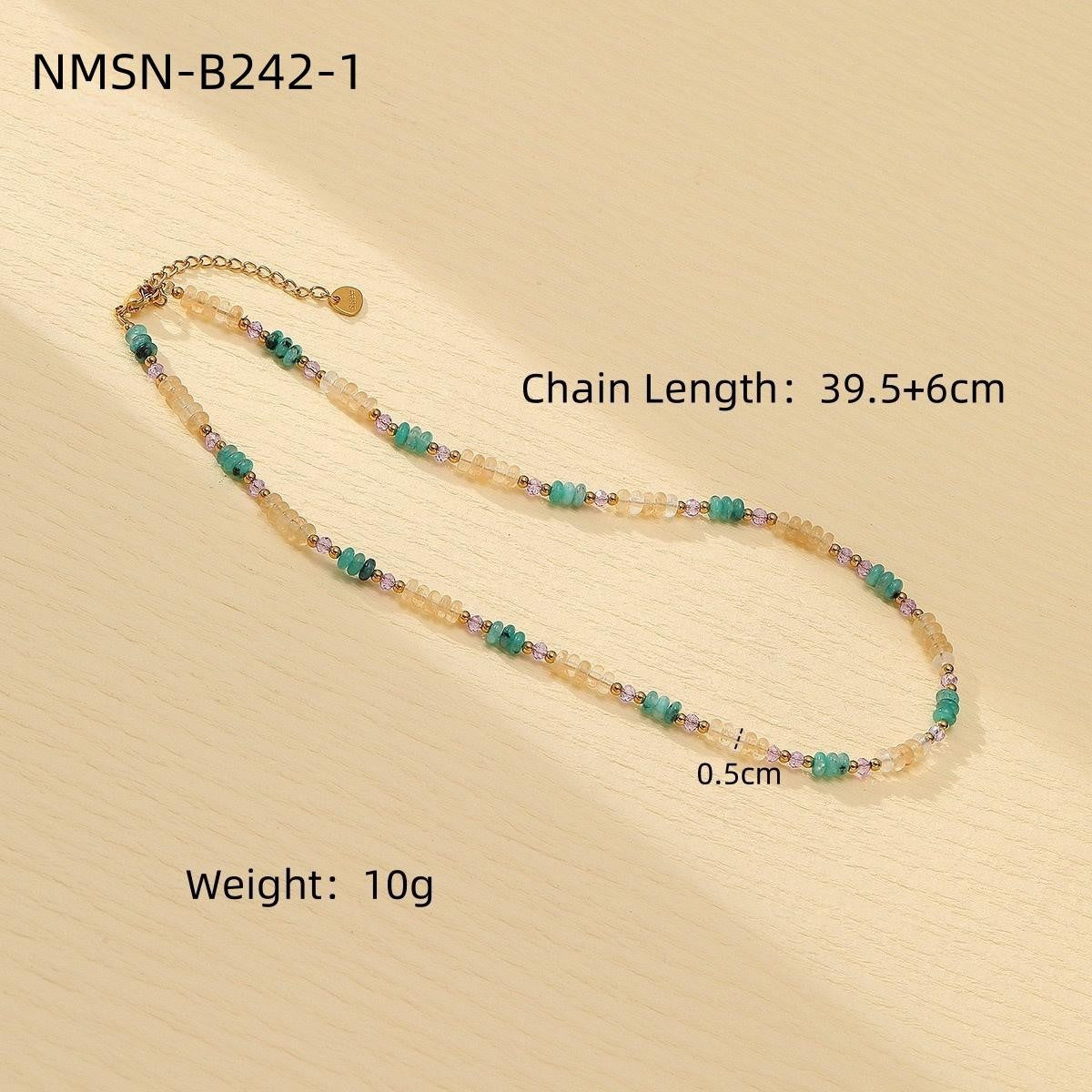 Blue Color Natural Stone Handmade Beaded Titanium Steel Necklace Affordable Luxury All Match Freshwater Pearl Embellished