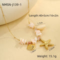 Ocean Vacation Summer Shell Starfish Necklace 18K Stainless Steel Clavicle Chain Necklace Ornament