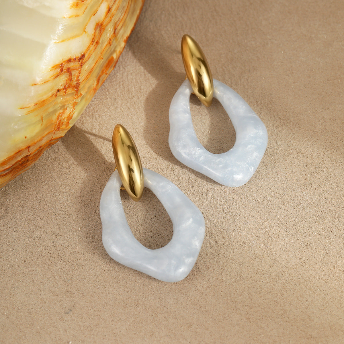 Macaron Color Resin Stainless Steel Gold Plated Earrings Cute Simple High Sense Ear Rings