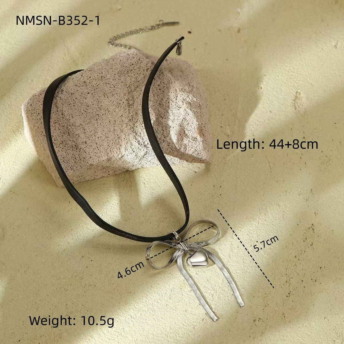 Bow Leather Love Titanium Steel Necklace Simple Light Luxury High Grade Stainless Steel Necklace Women