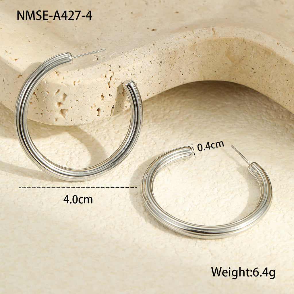 Stainless Steel Earrings Non Fading Design Ring round Beads Earrings Eardrops