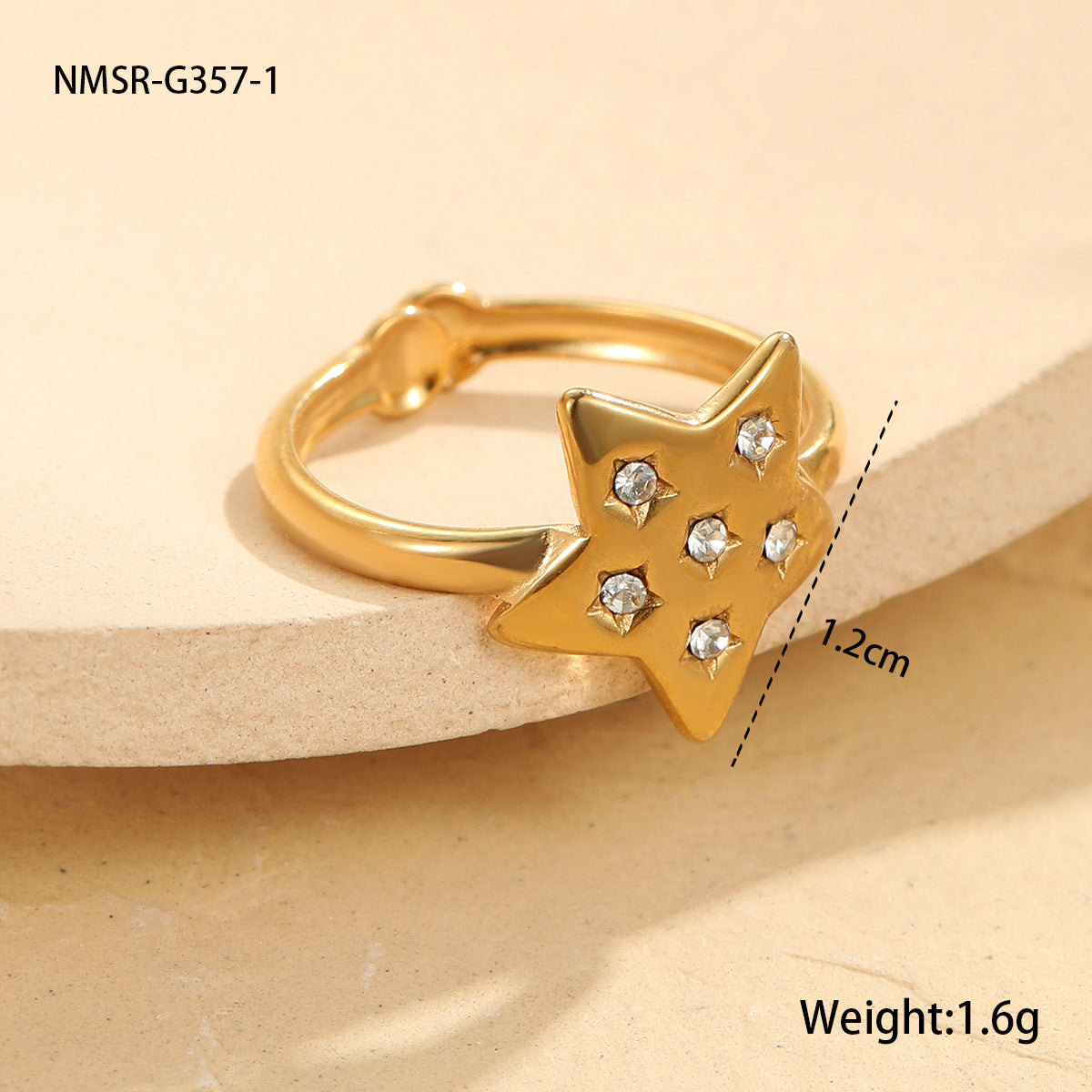 Affordable Luxury Texture Adjustable Ring Stainless Steel Plated 18K Real Gold Design Hand Jewelry