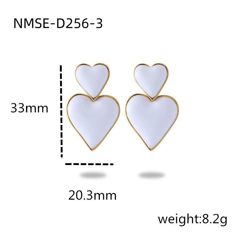 Stainless Steel Dripping Love Heart Earrings Vacuum Gold Plated Earrings Accessories