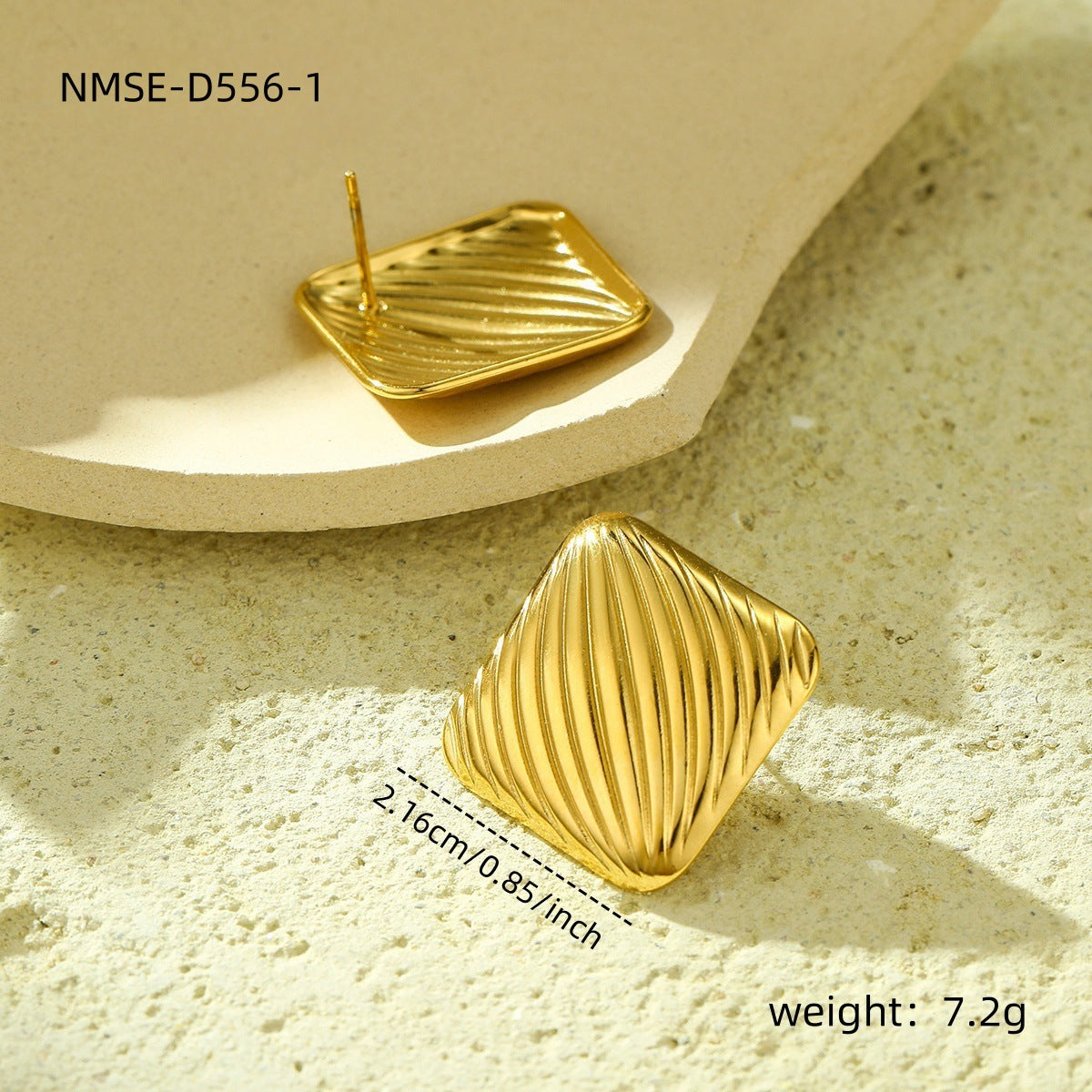 Texture Stainless Steel Earrings Retro High-Grade Hollow Out Cutout 18K Gold Titanium Steel Earrings Ornament