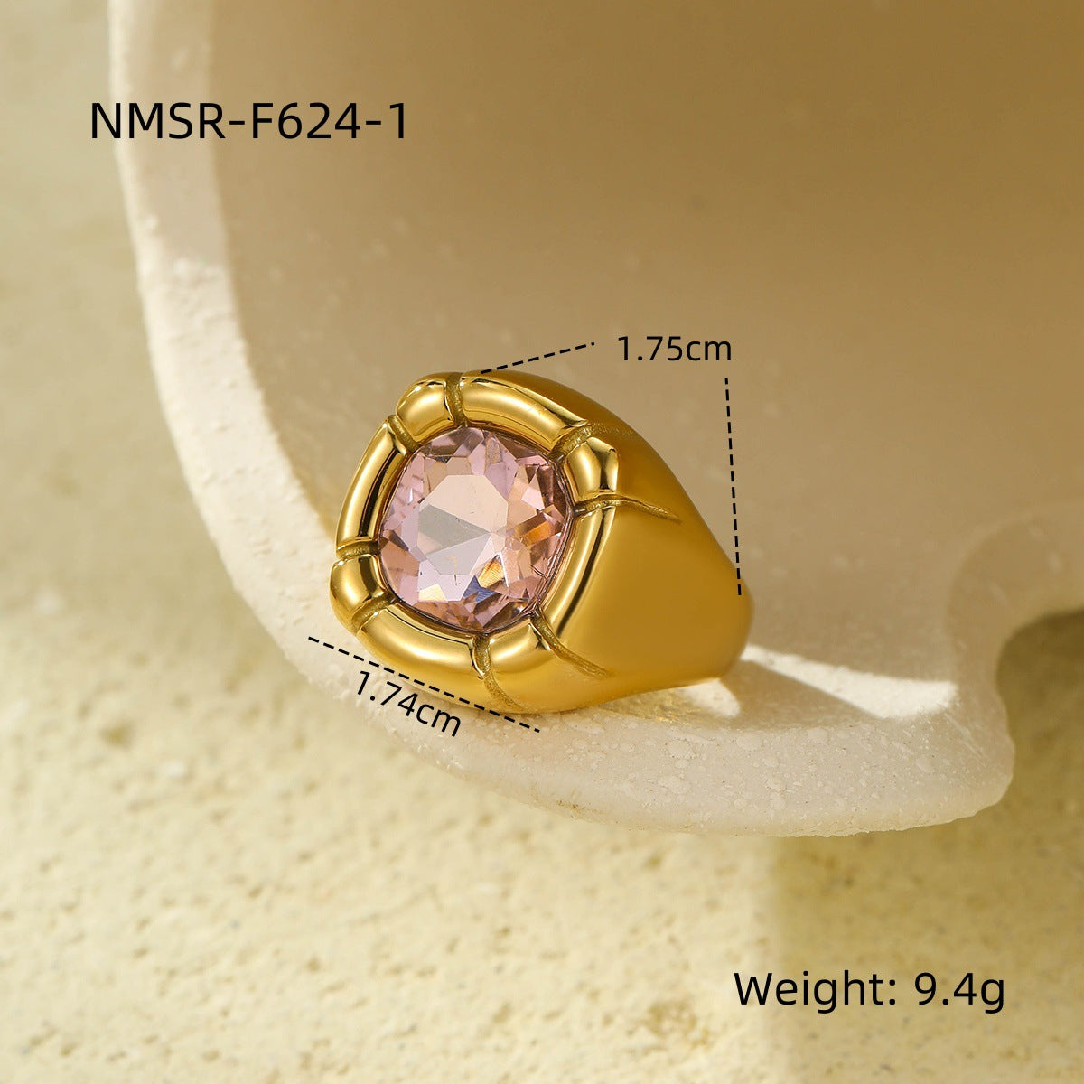 Retro Titanium Steel Ring Niche High Sense Square Zircon Stainless Steel Jewelry Women