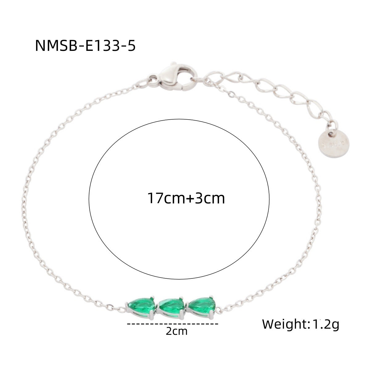 Water Drop Zircon Titanium Steel Bracelet Women Simple Colorful Crystals Personality Stainless Steel Bracelet