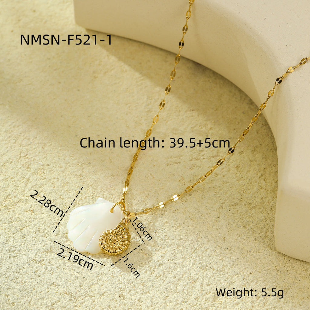 Niche Design Shell Beach Ocean Series Embellished Necklace Starfish Dolphin Clavicle Chain