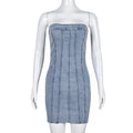Denim Spring Summer Sexy Backless Wash Chest Wrapped Dress Women