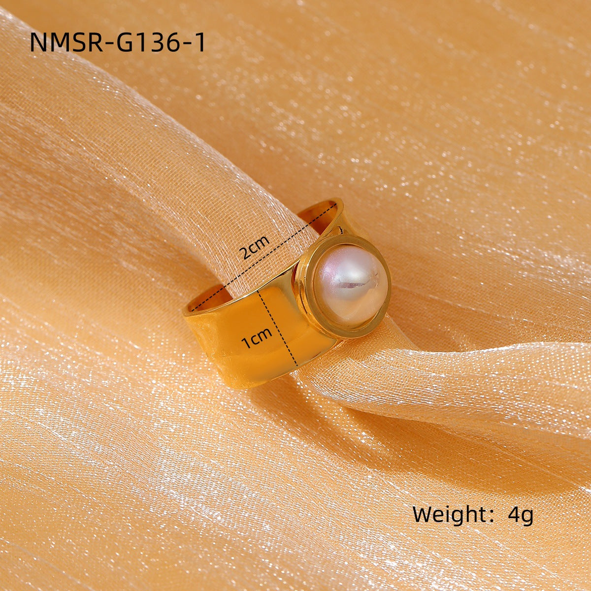 18K Gold Stainless Steel Open End Pearl Ring Natural Stone Love Inlaid Pearl Ring Women