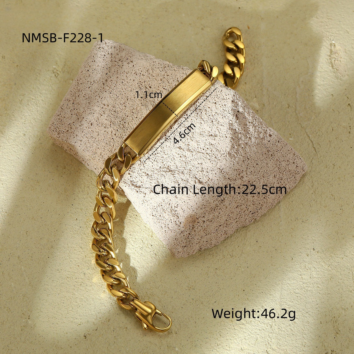 Vacuum Gold Plated Titanium Steel Bracelet Laser Laser Lettering DIY Trendy Stainless Steel Bracelet