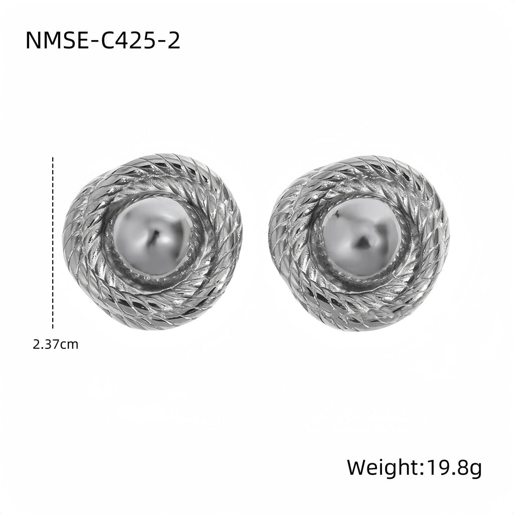 Titanium Steel Spiral Earrings Special Interest Design Trend Exaggerated Modeling Stainless Steel Embellished