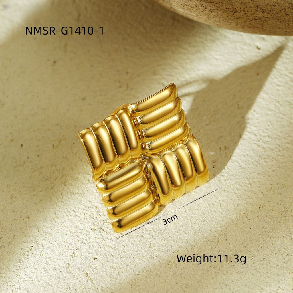 Arrival Exaggerated High Grade Titanium Steel Ring Concave Convex Hammer Pattern Semicircle Hollow Out Cutout Circle Stainless Steel Bracelet