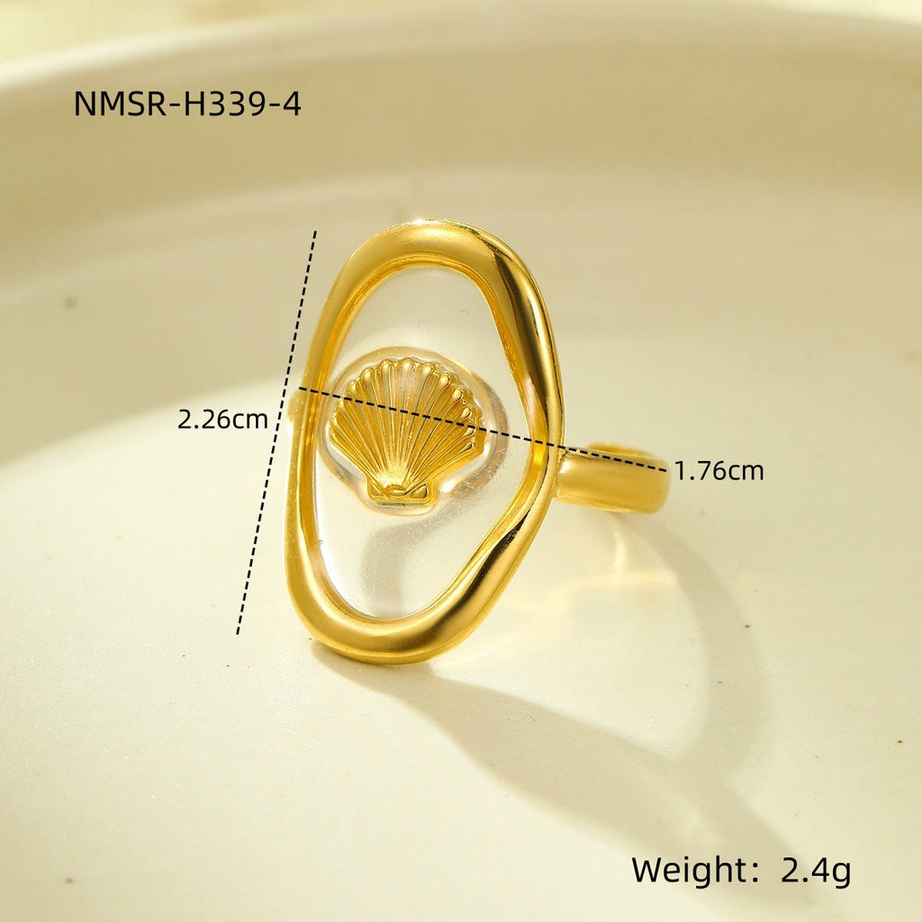 Marine Series Open Ring All Match Scallop Starfish Adjustable Ring Design Bracelet
