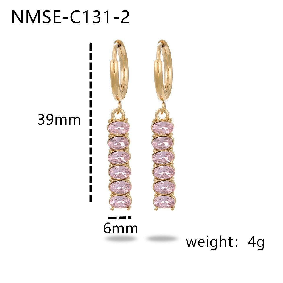 Niche High Grade Stainless Steel Earrings Zircon Tassel Temperamental Personality 18K Gold Titanium Steel Earrings