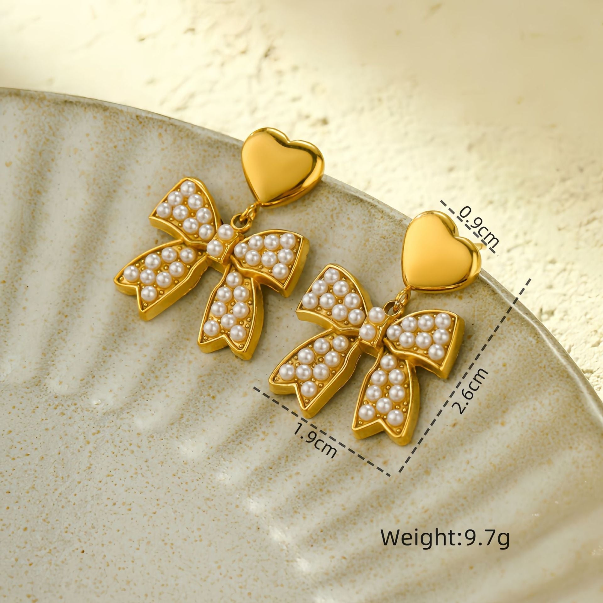 Cool Zircon Bow Titanium Steel Earrings Women Simple All Match Love Stainless Steel Studs