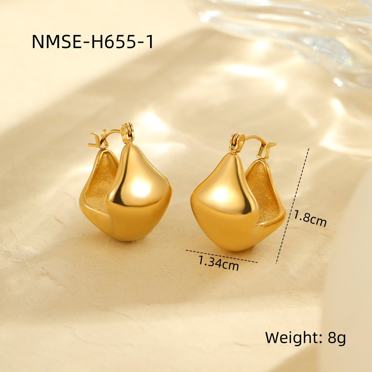 Niche Design Minimalist Wide Face Twisted C Type Irregular Asymmetric Earrings High Grade Cold Women Accessories