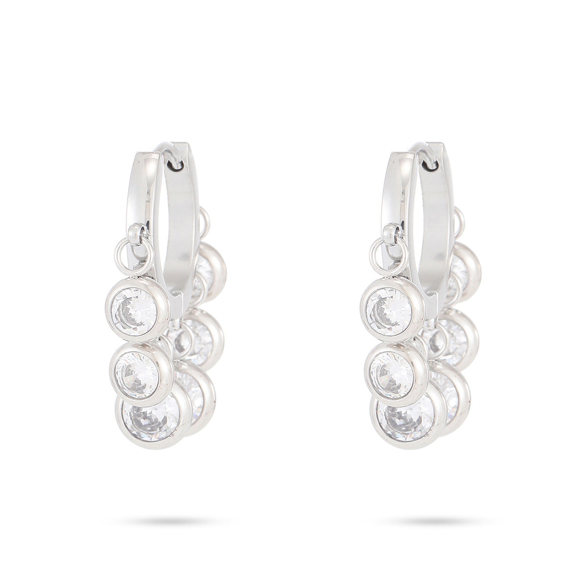 18K Vacuum Gold Plated round Diamond Stainless Steel Earrings for Women Affordable Luxury Colorful Crystals Titanium Steel Earrings Women