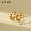 Floral Shaped Titanium Steel Earrings Affordable Luxury High Sense Stainless Steel Studs Women