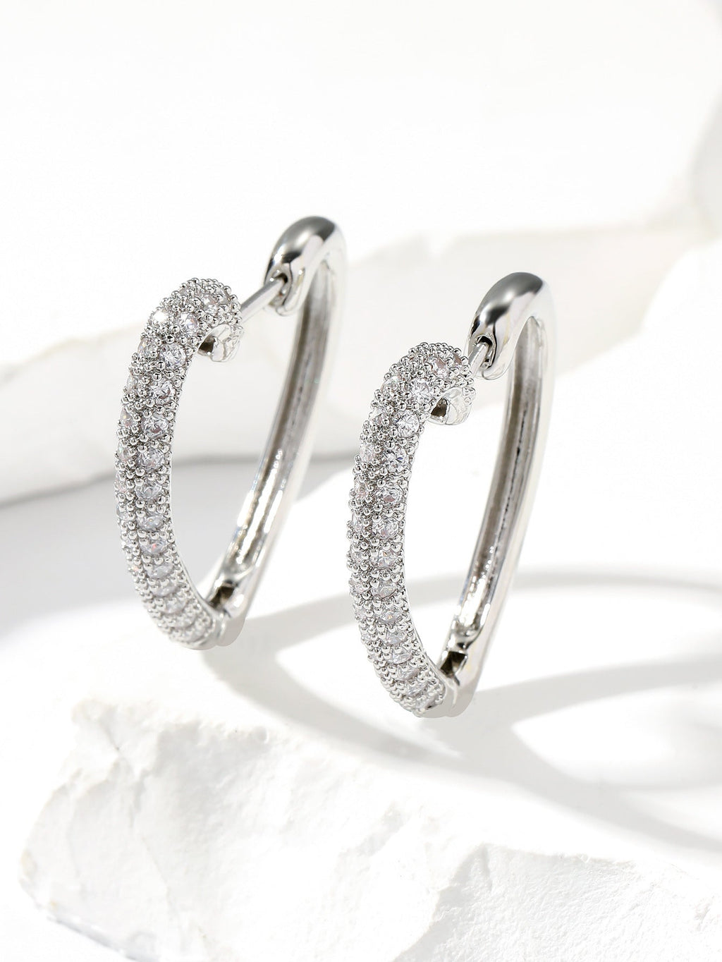 Golden Love Ear Clip Design Ear Studs Multicolor Zircon Elegant Graceful Earrings