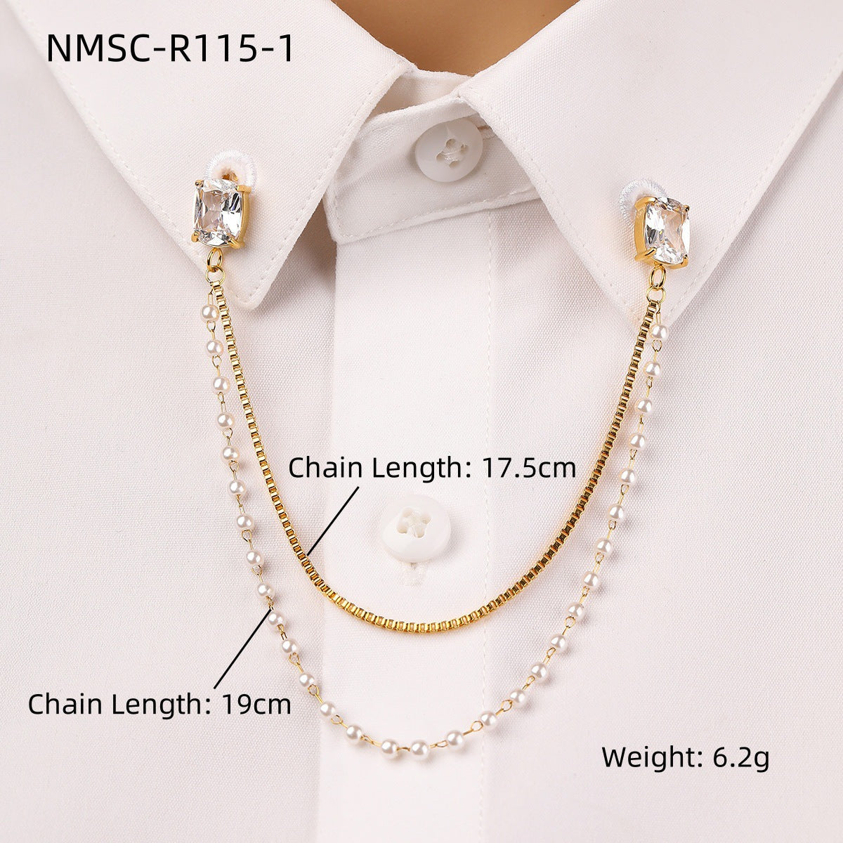 Arrival Square Zircon Stainless Steel Collar Pin High Grade Shirt Neckline Decorative Jewelry