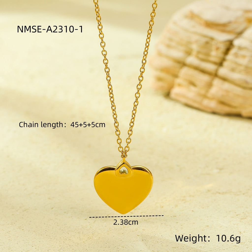 Valentine Day Love Stainless Steel Necklace Light Luxury High Grade Titanium Steel Peach Heart Clavicle Chain Sold Jewelry