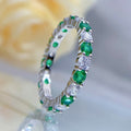 Jewelry S925 Silver Ring Zircon White Green Full Diamond Ring Women