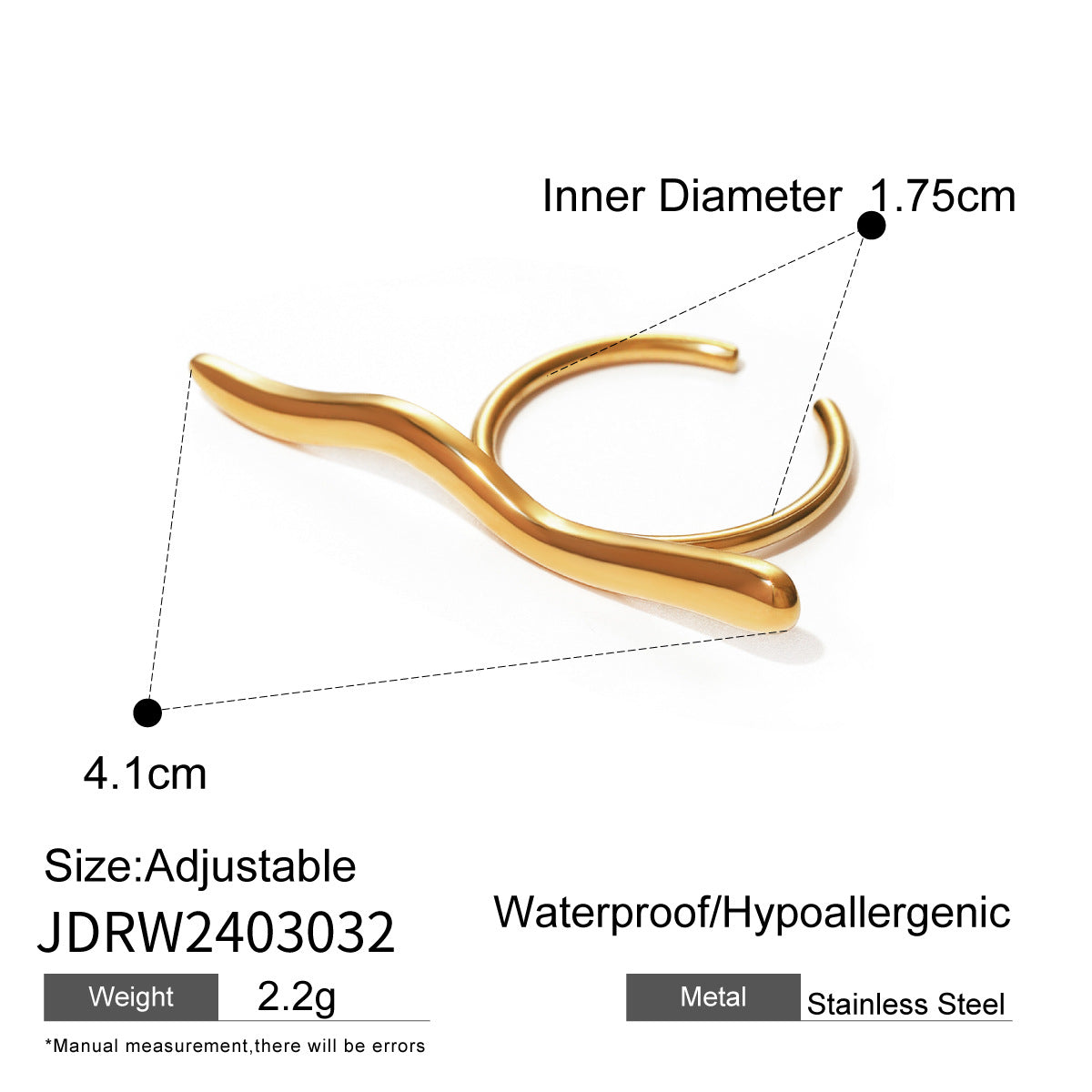 Sold Jewelry Stainless Steel Eye Catching Ring High Grade Ring Irregular Asymmetric Bracelet Rings Women