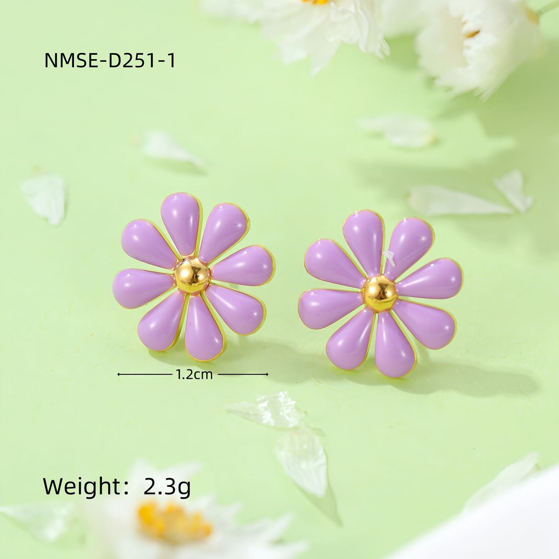 Summer Fresh Little Daisy Drop Oil Titanium Steel Earrings Women Stainless Steel Studs Accessories