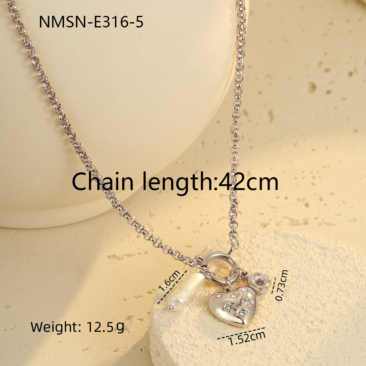 Necklace Bracelet Diamond Embedded Love Embellished Necklace Light Luxury Minority Advanced Stainless Steel Bracelet Women