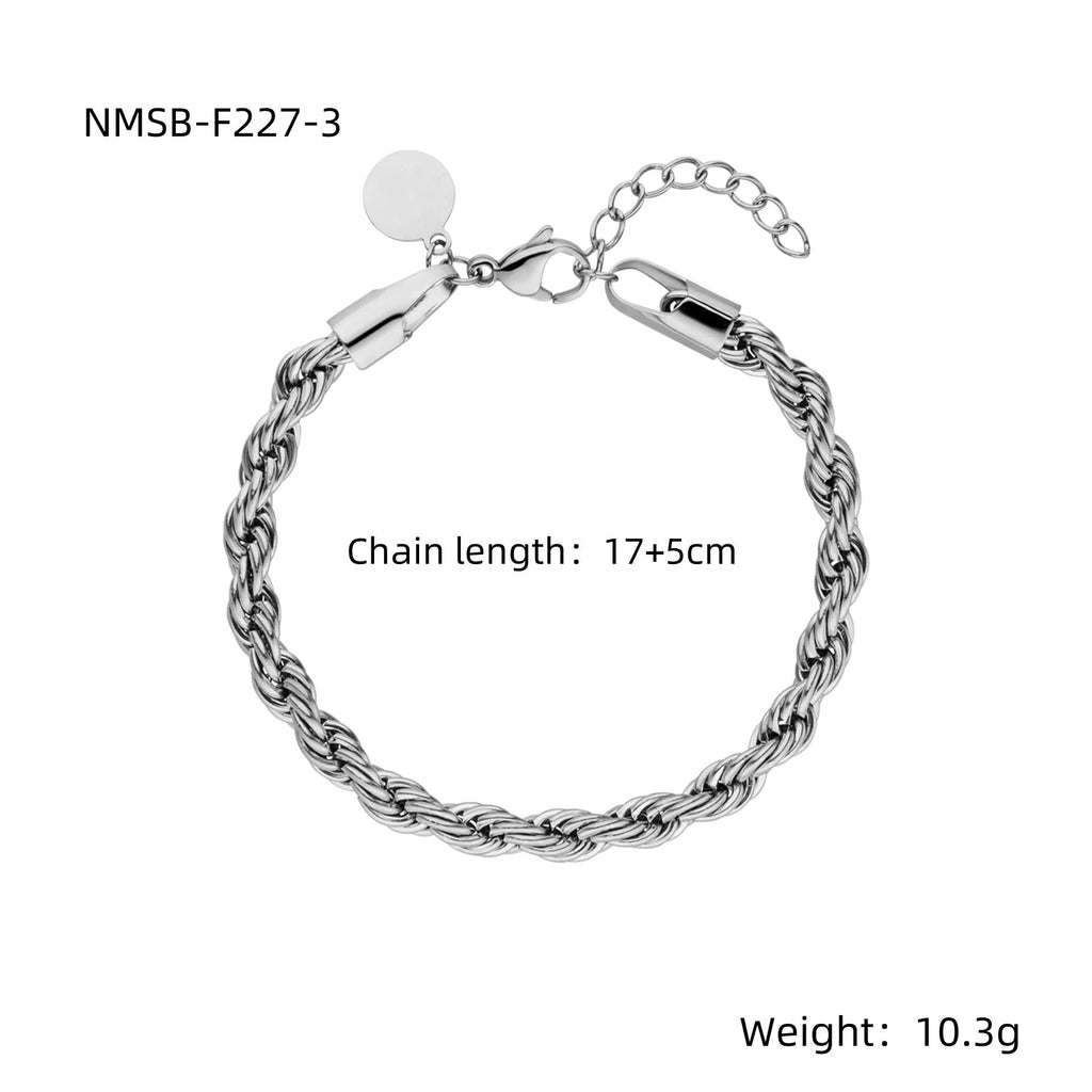 18K Gold Twist Titanium Steel Bracelet Women Elegant Retro All Match Non Fading Stainless Steel Bracelet