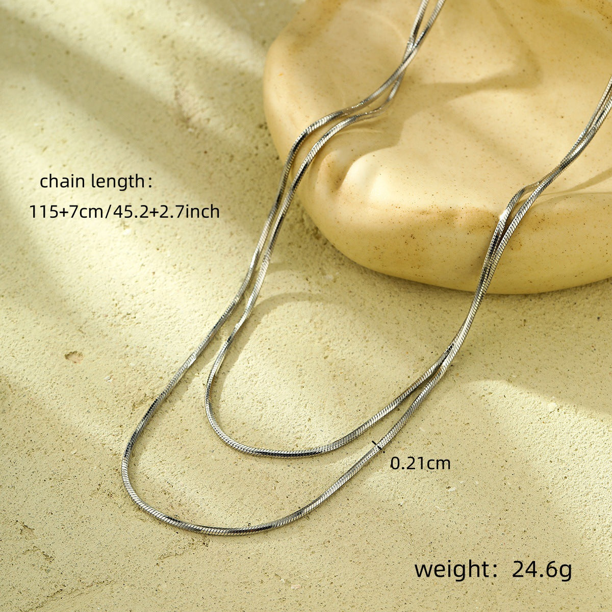 Niche Design Long Twin Titanium Steel Necklace 18K Gold Light Luxury All Match Embellished for Women