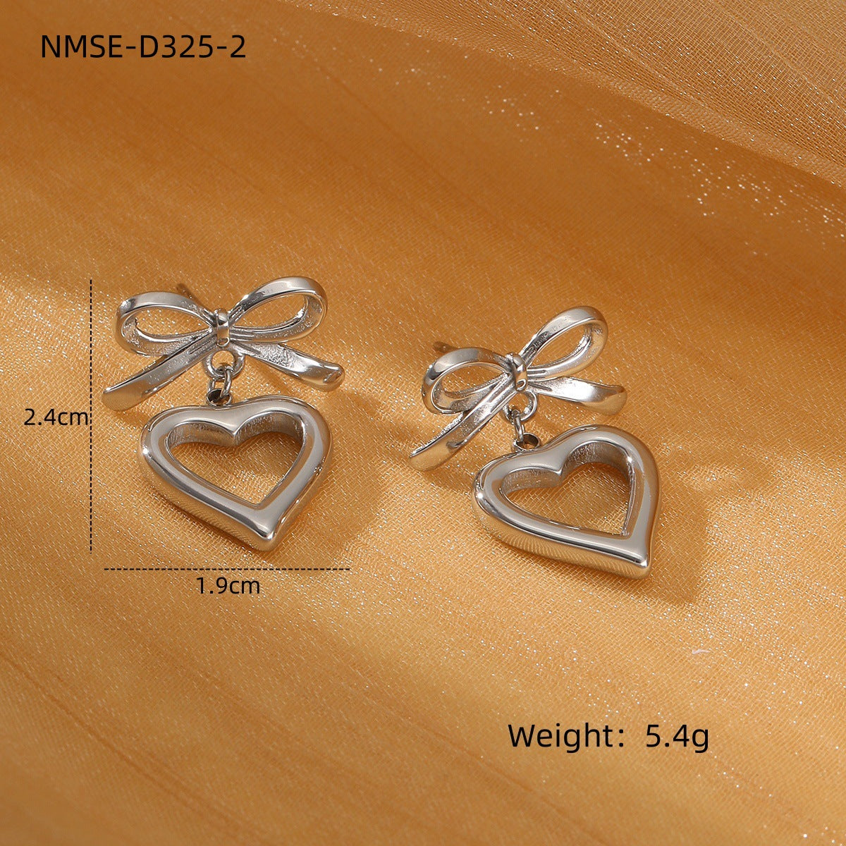 Sweet Bow Design Titanium Steel Earrings Women Entry Lux 18K Gold Plated Stainless Steel Studs