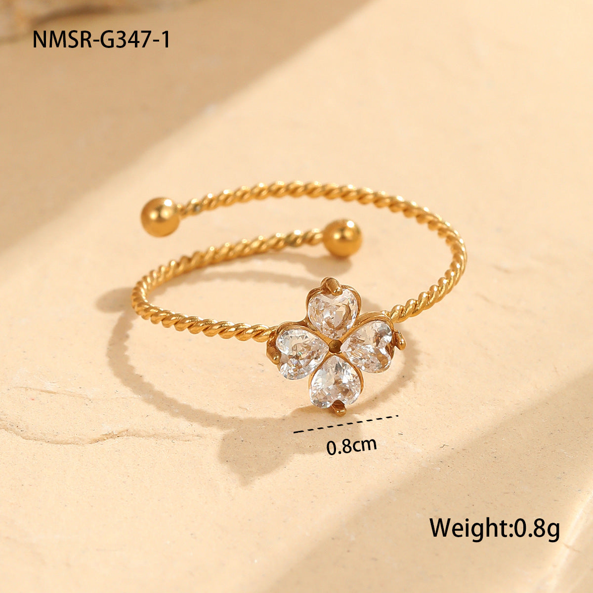 Stainless Steel Elegant Clover Opening Ring Ring Light Luxury High Sense Hand Accessories