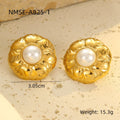 Gold Titanium Steel Petal Pearl Non Fading Stainless Steel Earrings Earrings