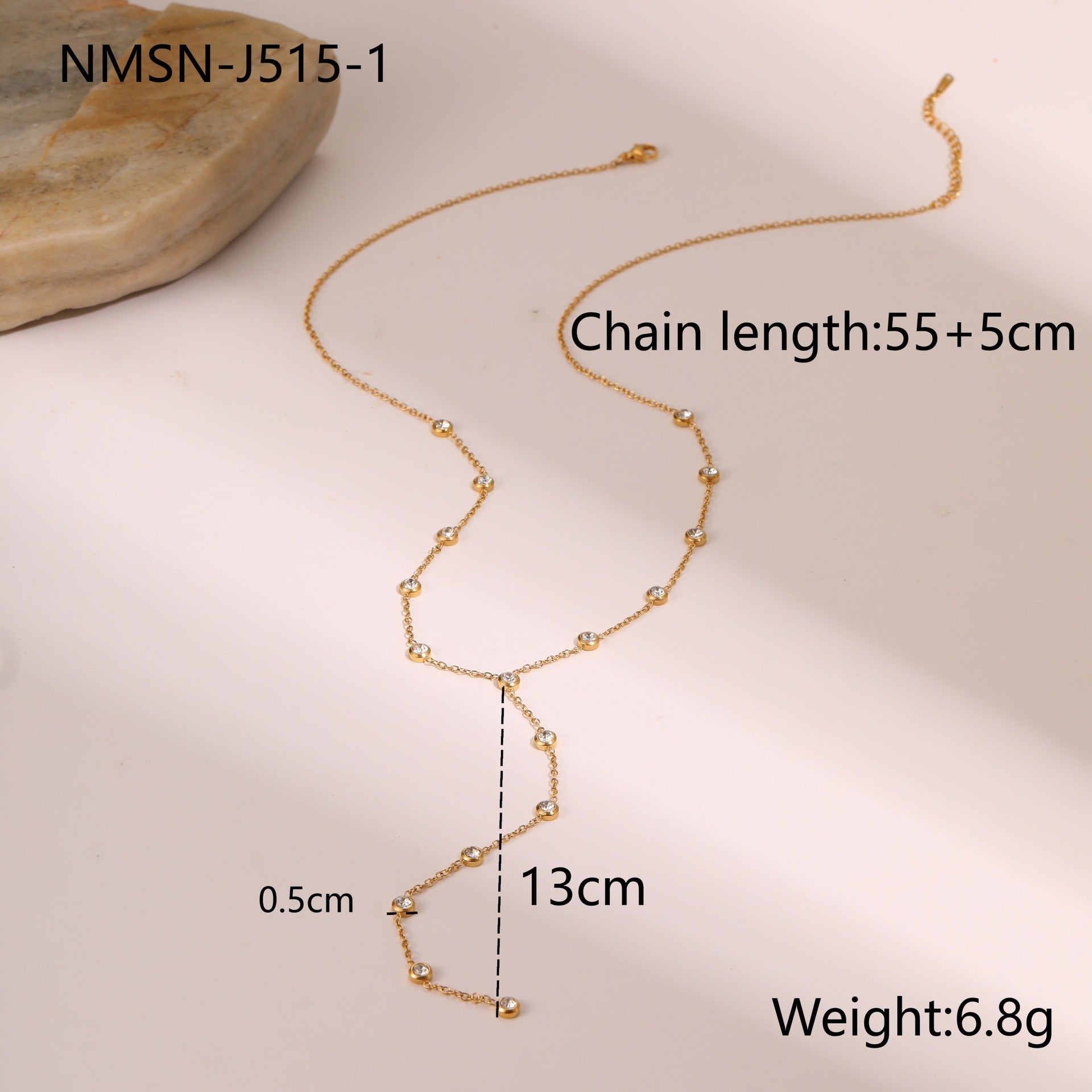 Long Fringed Zircon Necklace Stainless Steel Necklace Y Shaped Chain High Sense Necklace