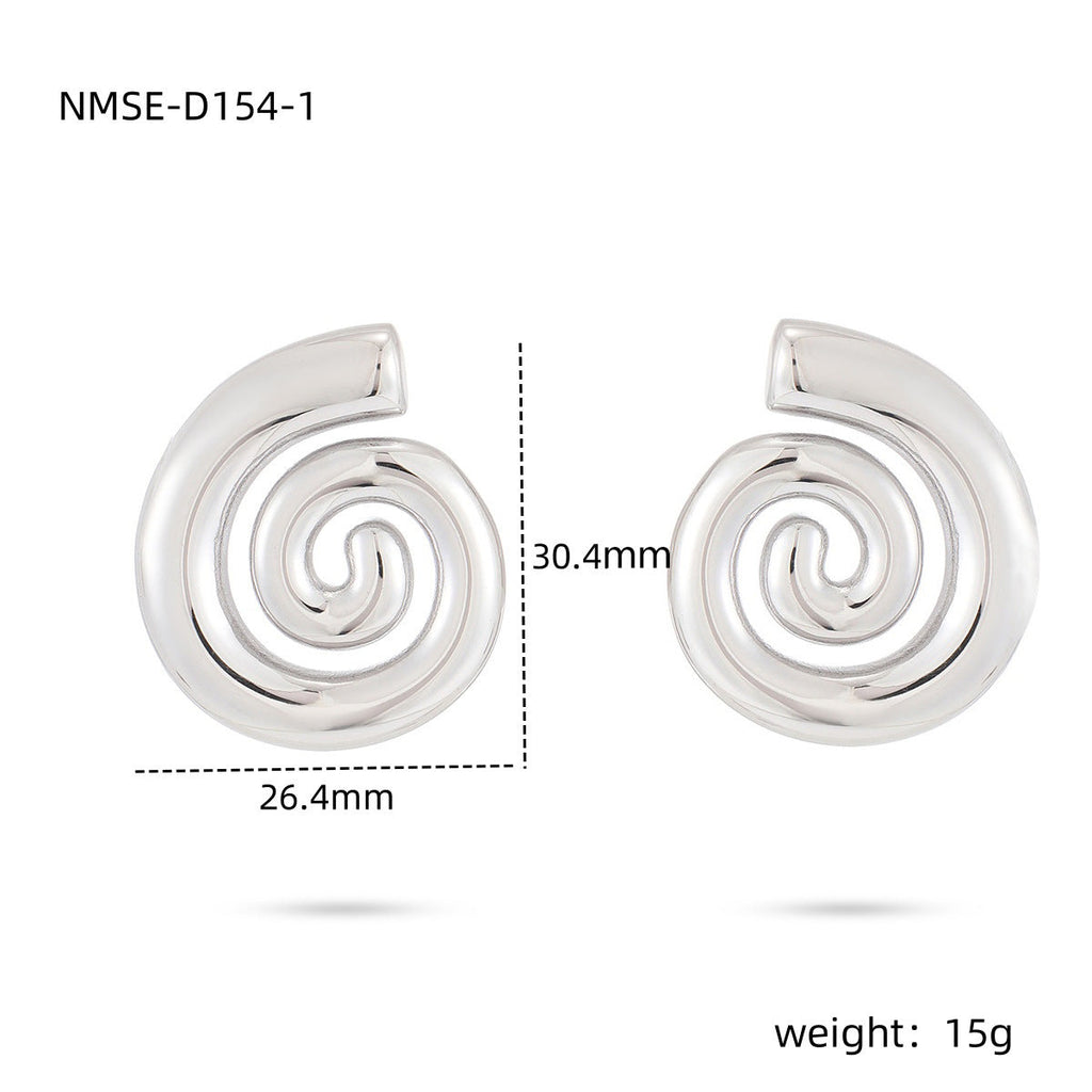 Spiral Titanium Steel Earrings Women Creative Personality Gold Stainless Steel Studs Earrings