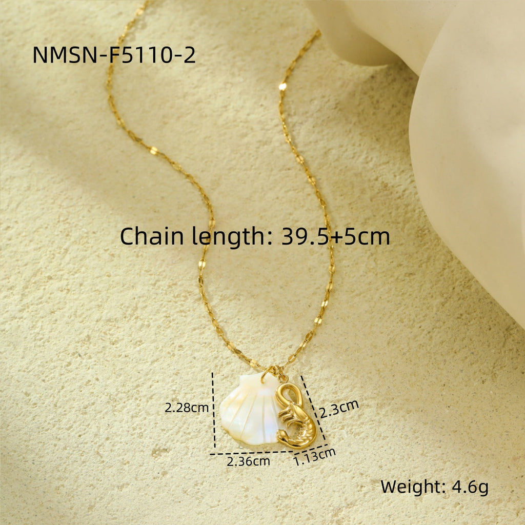 Niche Design Shell Beach Ocean Series Embellished Necklace Starfish Dolphin Clavicle Chain