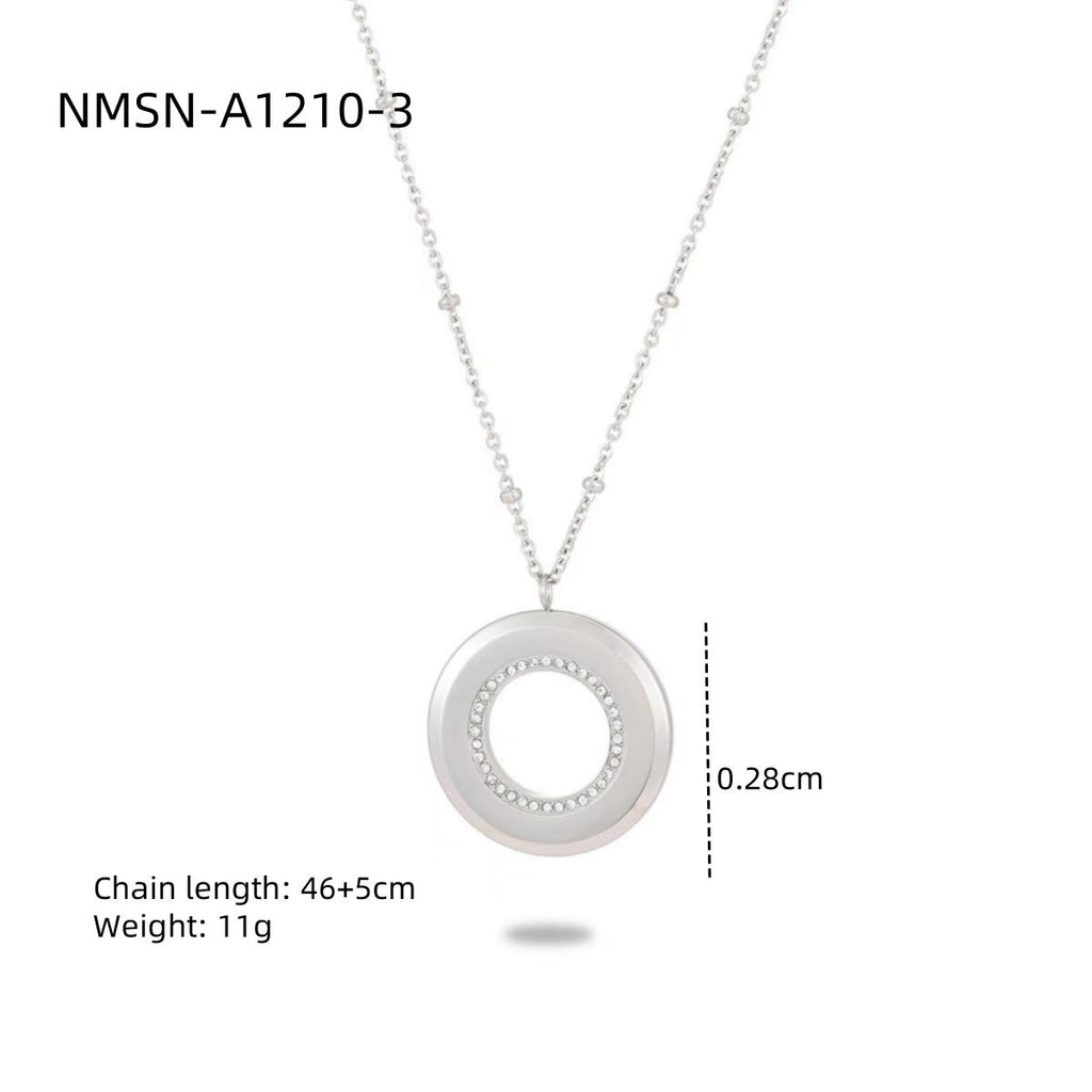 Lettering Private Exclusive Stainless Steel Necklace Special Interest Inlaid Zircon Titanium Steel Embellished