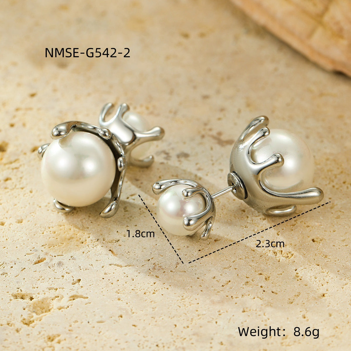 French All Matching Retro Titanium Steel One for Dual Wear Pearl Stud Earrings Personality Trend Light Luxury Earrings Women