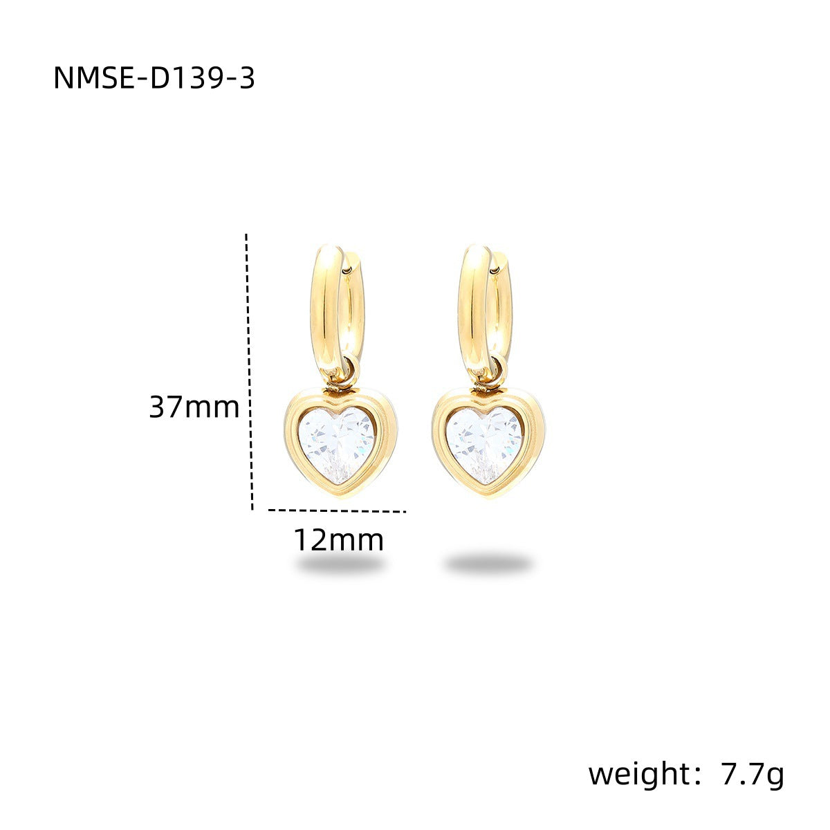 Love Titanium Steel Earrings Women Affordable Luxury Inlaid Color Diamond 18K Gold Stainless Steel Eardrop