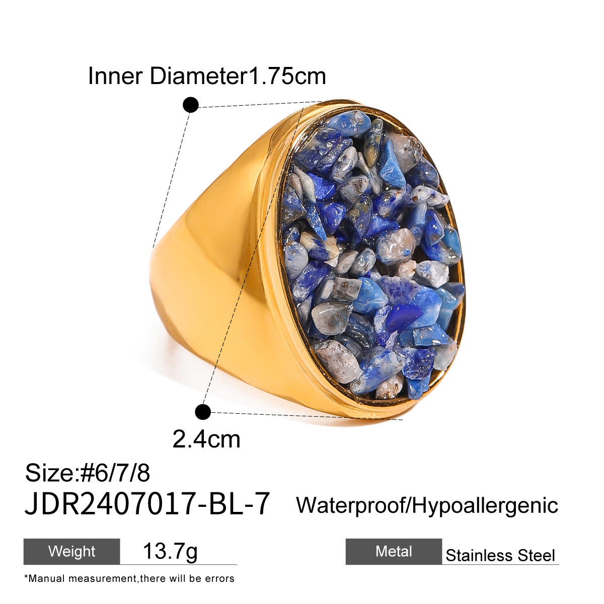 Stainless Steel Natural Stone Eye Catching Ring High Grade Ring Titanium Steel Hand Jewelry Rings