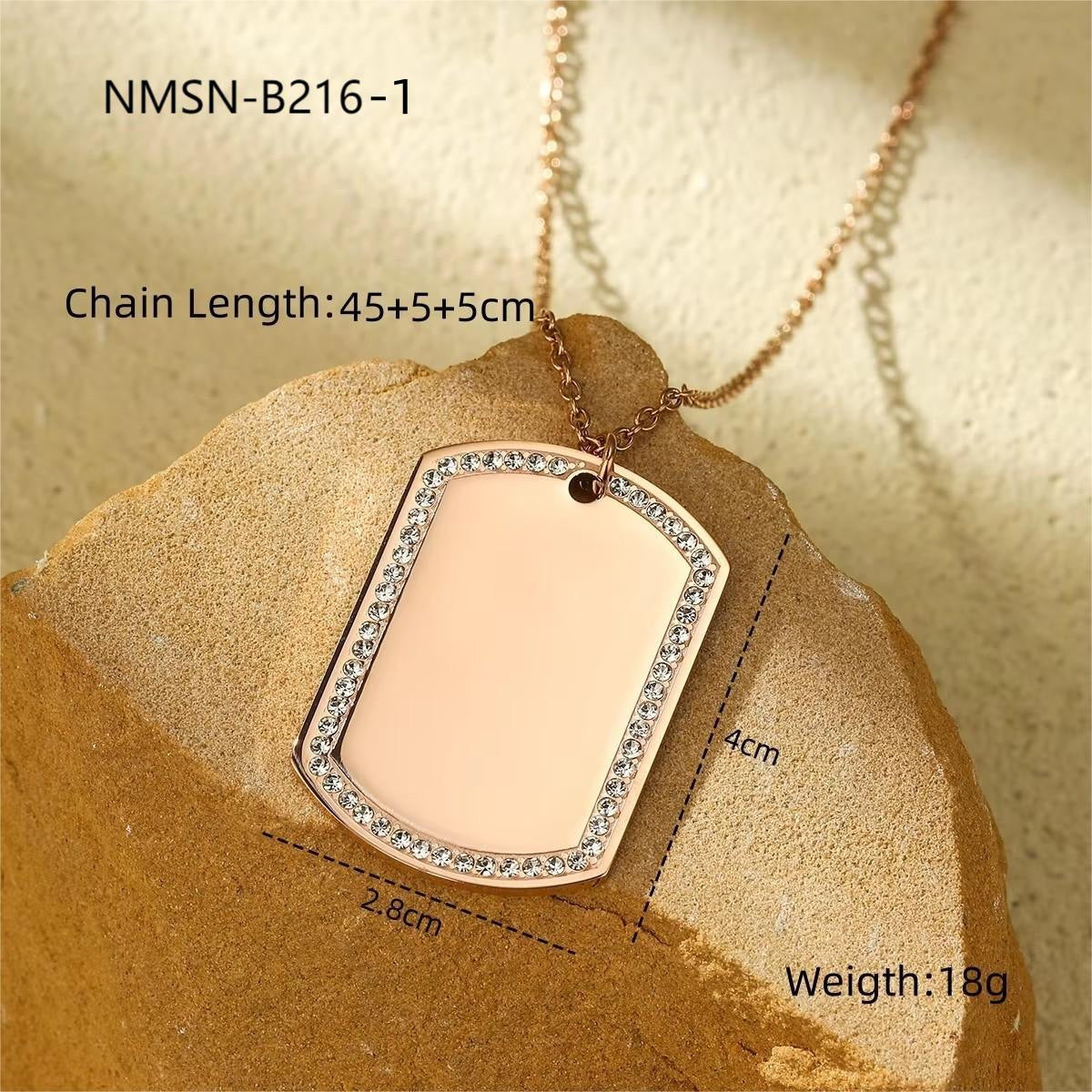 Lettering Private Exclusive Stainless Steel Necklace Vacuum Electroplated Rose Gold High Grade Titanium Steel Embellished