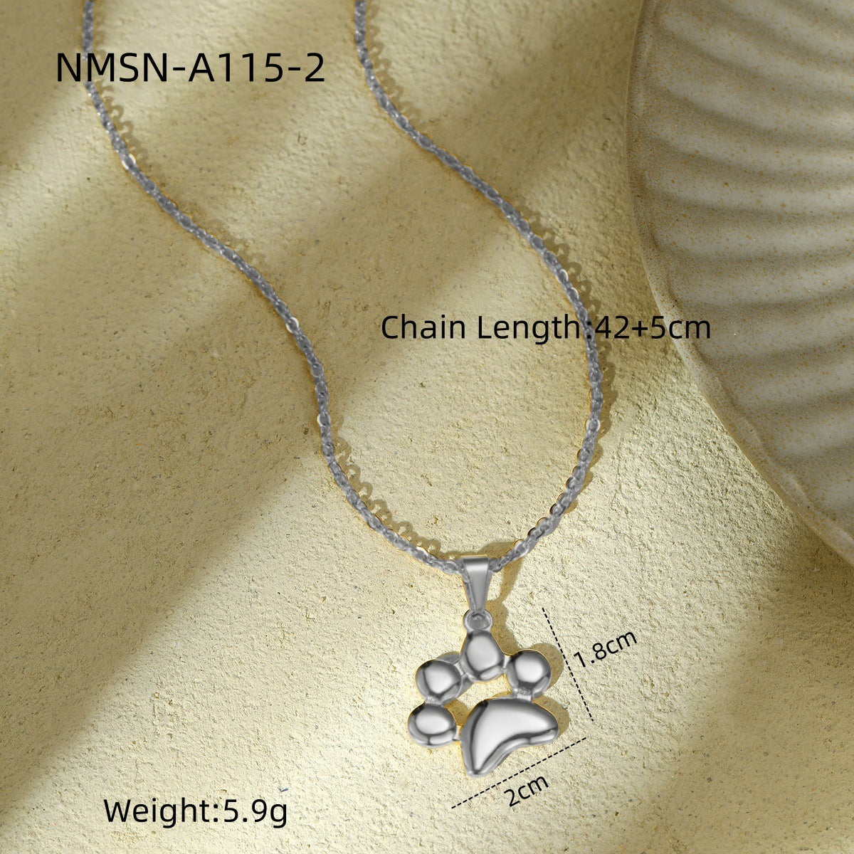 Cute Animal Cat Paw Foot Titanium Steel Necklace Women 18K Gold Stainless Steel Embellished