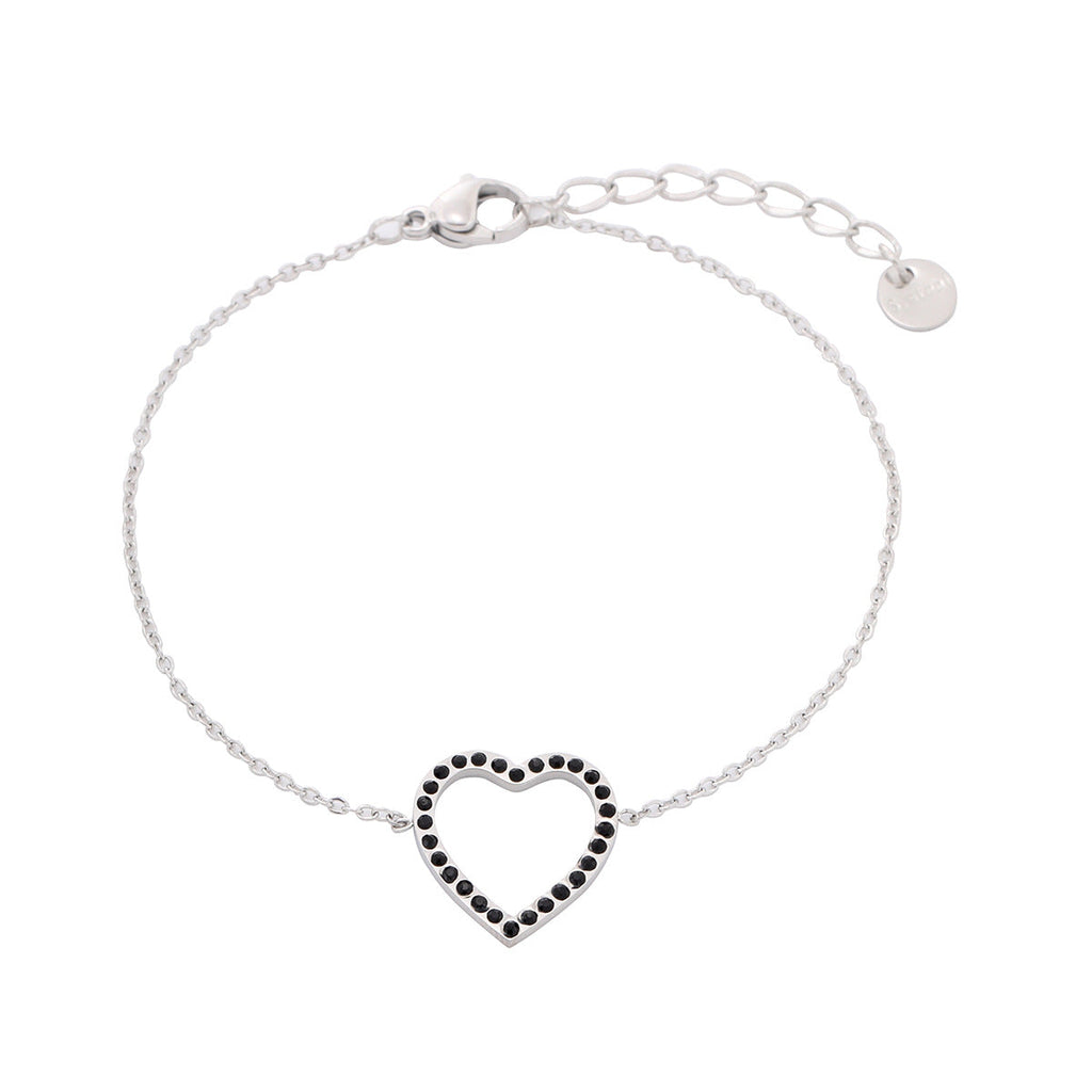 Hollow Out Cutout Heart Micro Rhinestone Titanium Steel Bracelet Women Simple Stainless Steel Ornament Women